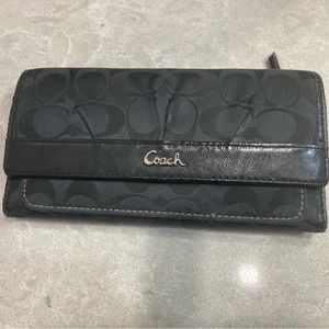 Coach Black Monogram Folding Wallet